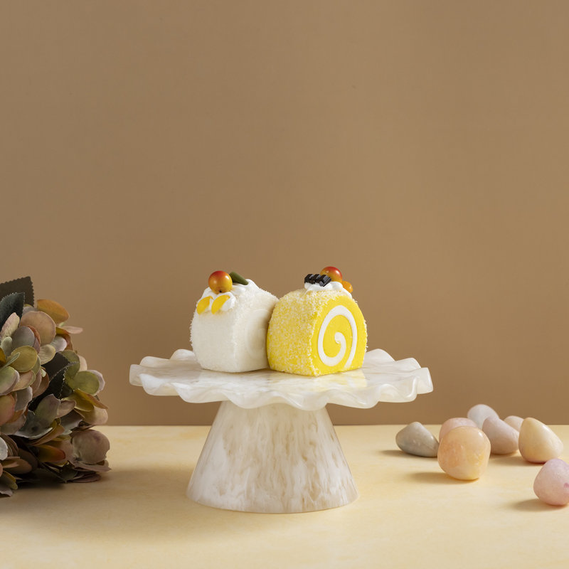 Présentoir à gâteaux en résine grand, H 2,95 po x l 7,09 po x P 7,09 po, Blanc