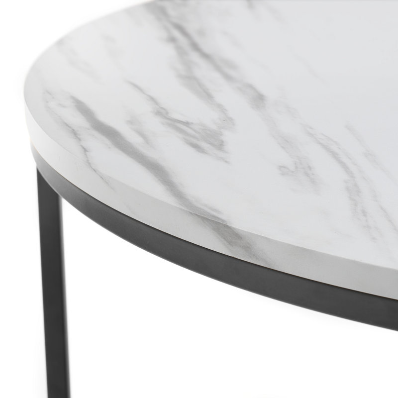 Amhurst 2 Piece Coffee Table Set, White Marble