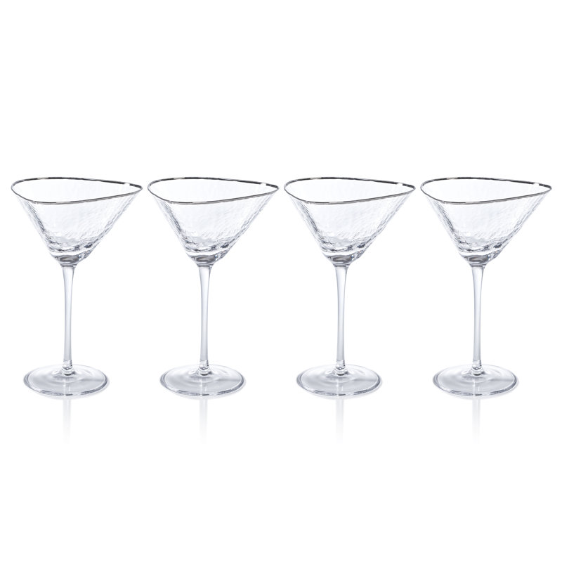 Sinquefield Triangular Martini Glasses with Platinum Rim, Set of 4