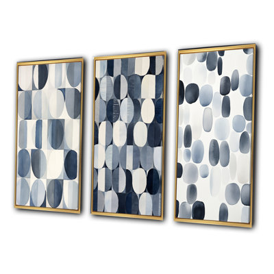 " Universal Grid Circular Watercolor Retro Blue " 3 - Pieces