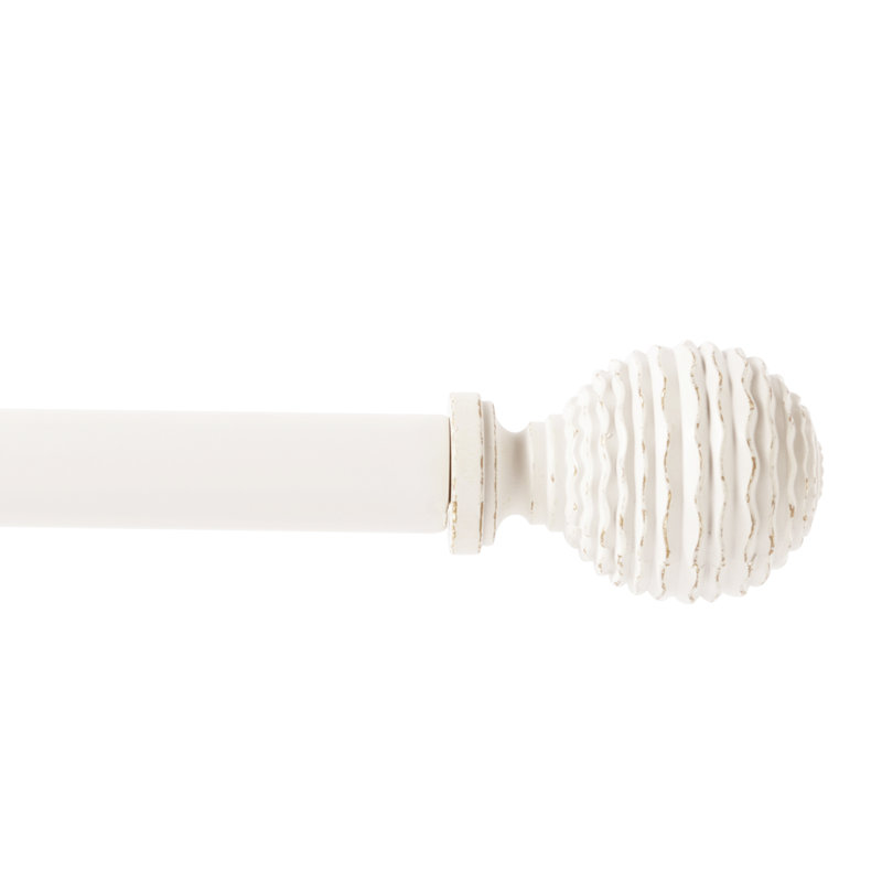 Tringle à rideaux simple 5/8 po avec faiteaux Boule, 28” – 48”, Blanc