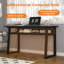 Bureau d'ordinateur industriel avec tablette de rangement centrale intégrée, bureau d'écriture rustique en forme de A avec pieds en métal, bureau d'ordinateur portable pour la chambre à coucher