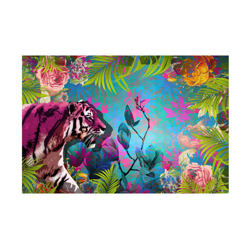 «Pink Tiger Floral» par Delyth Angharad, impression sur toile tendue, H 12 po x l 19 po x P 2 po