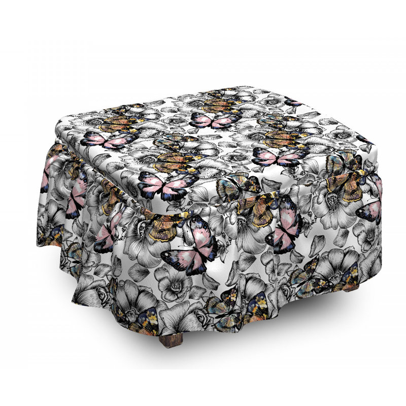 Housse pour repose-pieds spring roses en fleur