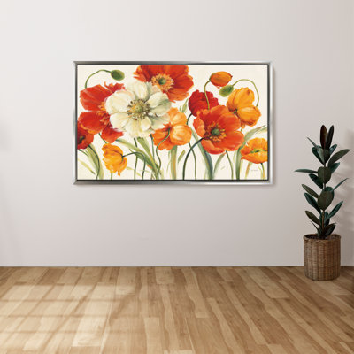 "Poppies Melody I" par Lisa Audit, reproduction sur toile dans un cadre flottant
