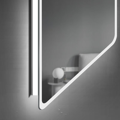 Miroir mural pleine longueur à DEL avec éclairage 3 couleurs, intensité variable, incassable, verre sans cuivre argenté, à brancher ou à câbler