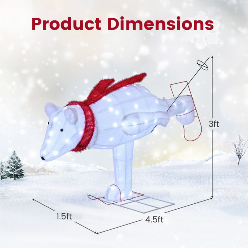 Ours polaire de Noël 4,5 pi avec lumières à DEL et piquets de sol