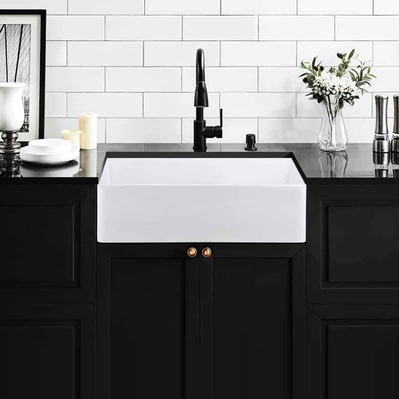33 po. L 33 po. X l 20 po. Évier en céramique - Chaleur, tache, égratignure et rouille, insonorisant, crépine à panier, cuve de cuisine à fond profond blanc 33 po x 20 po, dissipateurs de chaleur avec preuve