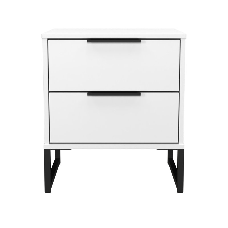 Turah 2 Drawer Bedside Cabinet (Ready Assembled), White Matt