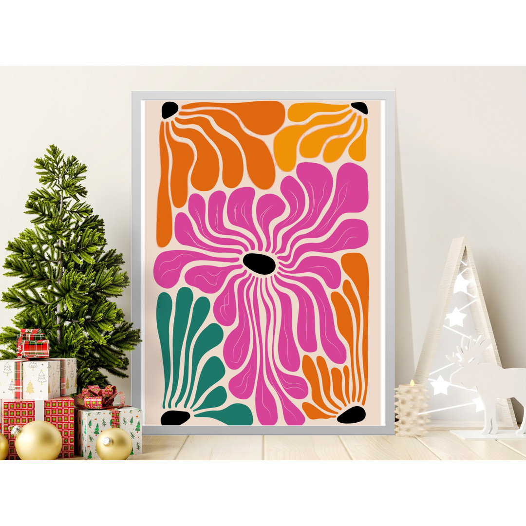 Retro Floral Explosion Modern Abstract Art Print for Collinsworth