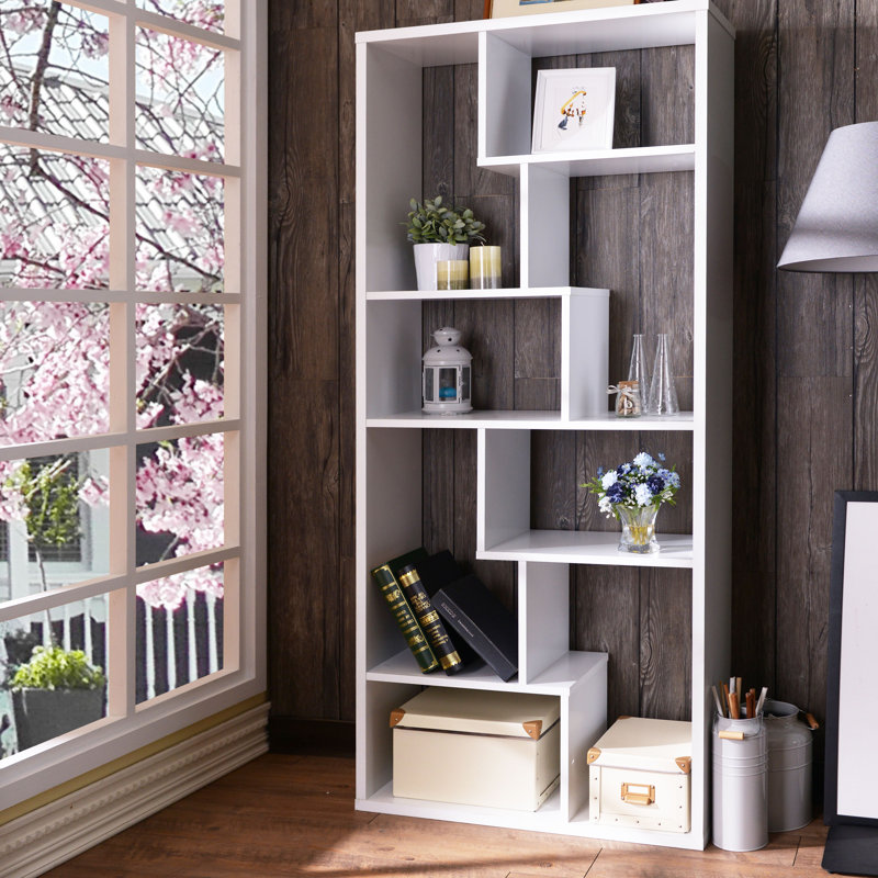 Modern White Bookshelf, 6 Shelves, 70.9 x 72.3 x 11.6 inches | 100% Melamine Coated Particle Board, Thickness: 0.7 inches | Wall-Mountable Design, Sleek & Functional Storage for Home & Office Spaces