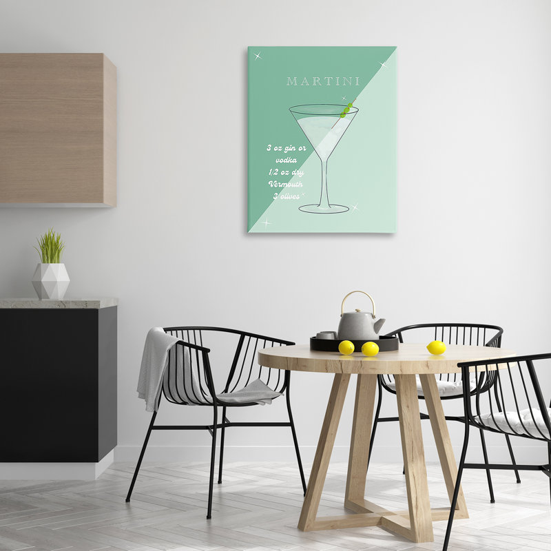Art moderne sur toile, "Modern Martini Recipe" par Ashley Singleton, H 40 po x l 30 po