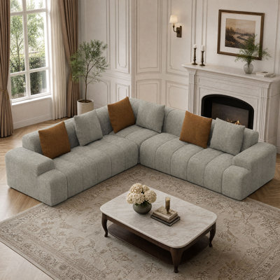 Canapé modulaire rembourré 108 pièces en forme de L 108 po avec 6 coussins décoratifs sans cadre 108 po Chenille