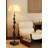French Mid-Century Solid Wood & Fabric Floor Lamp