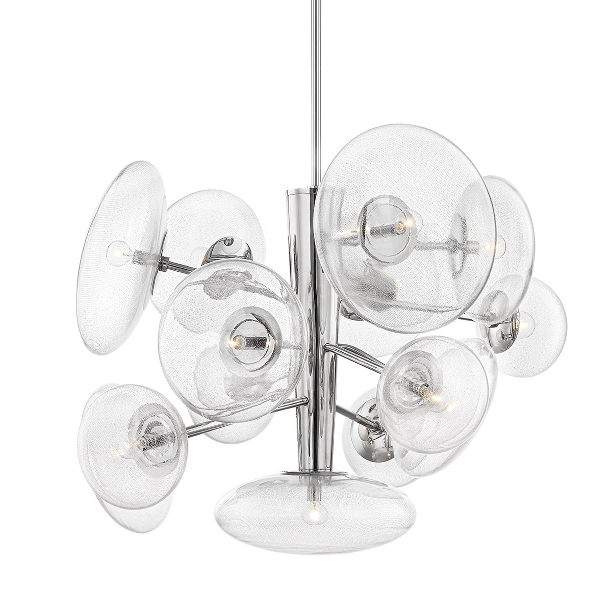 Jovi 14 Light Glass Pendant, Polished Nickel