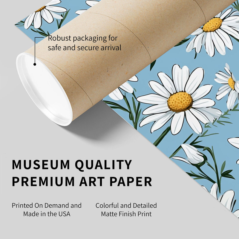 «Floral Daisy Flowers», reproduction d'art moderne sans cadre, H 10 po x l 10 po