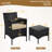  3-Piece Rattan Furniture Set with Tempered-glass Top Table and 2 Cushioned Chairs-667647947-667647944