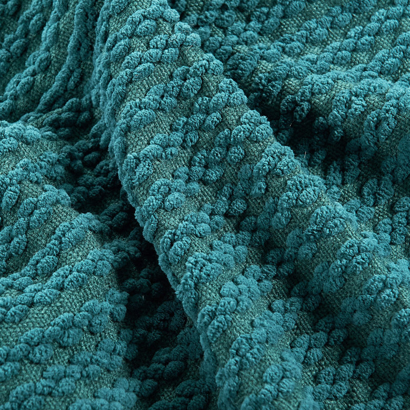 Knitted Throw Blanket, 	Deep Teal