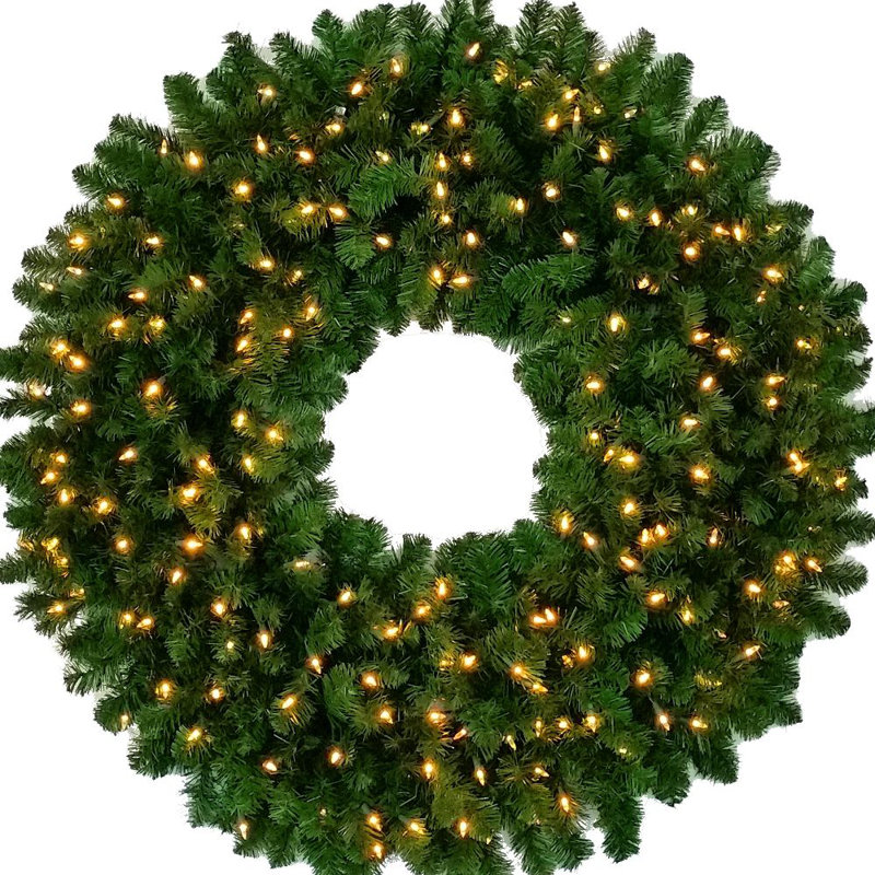 Couronne de Noël lumières incandescentes en PVC, Transparent / blanc chaud, H 48 po x l 48 po x P 6 po