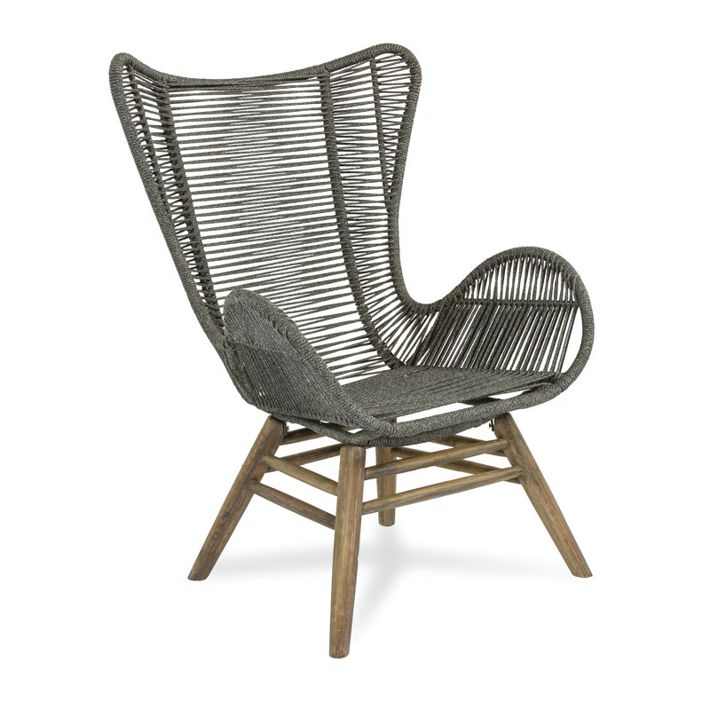 Brown Acacia and Eucalyptus Lounge Chair with Ottoman