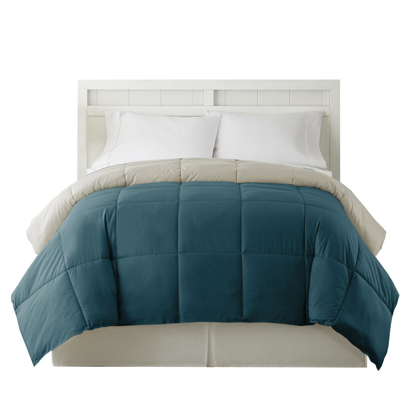 California King Blue and Oatmeal Reversible Microfiber Comforter