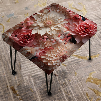 Pink And White Romantic Lace Whispers Flowers II - Floral Rectangle Ottoman