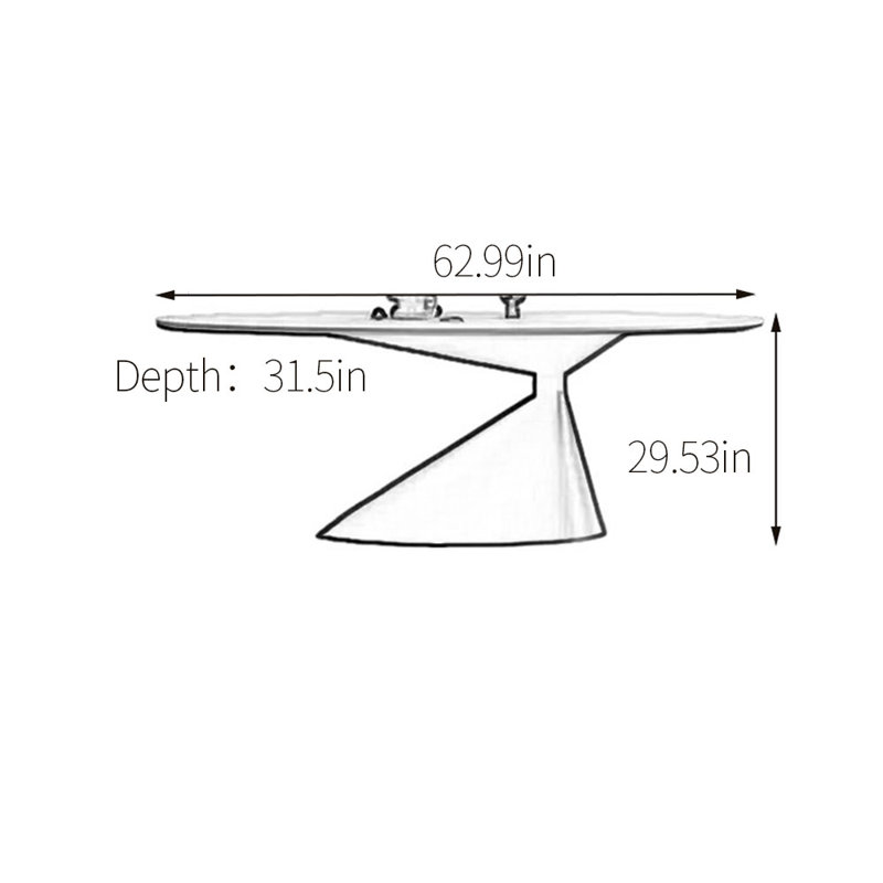 Table de salle à manger ovale en pierre frittée, H 29,53 po x L 62,99 po x l 31,5 po, Noir