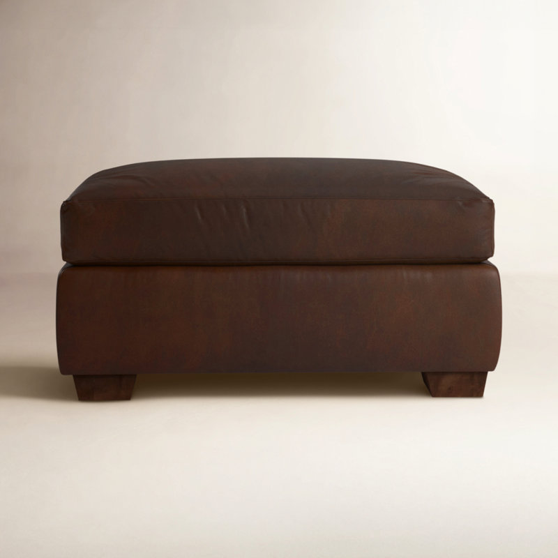 Porter Genuine Leather Ottoman, Bistro Rustic Genuine Leather