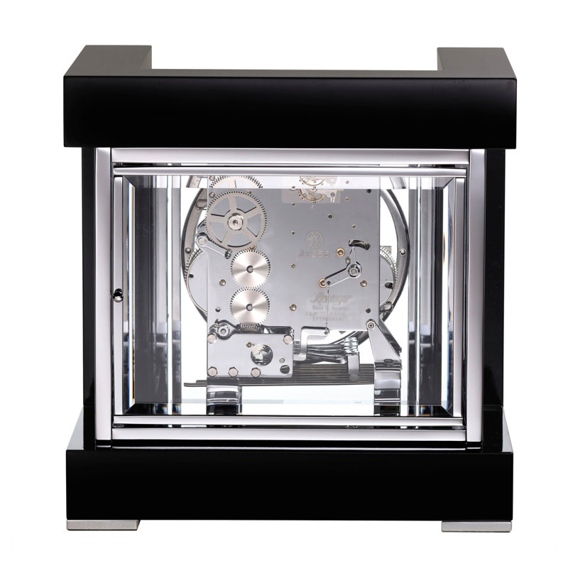 Modern & Contemporary Roman Numeral Metal Quartz Movement / Crystal Tabletop Clock in Gloss Black