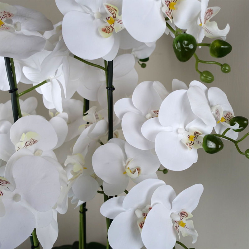 Plastic, Silk Artificial Arrangement in Planter, White