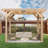 10'X 10' Cedar Wood Pergola With Solid Structure, Retractable Shade Canopy, Durable, Rot Resistant-106309670-106309668