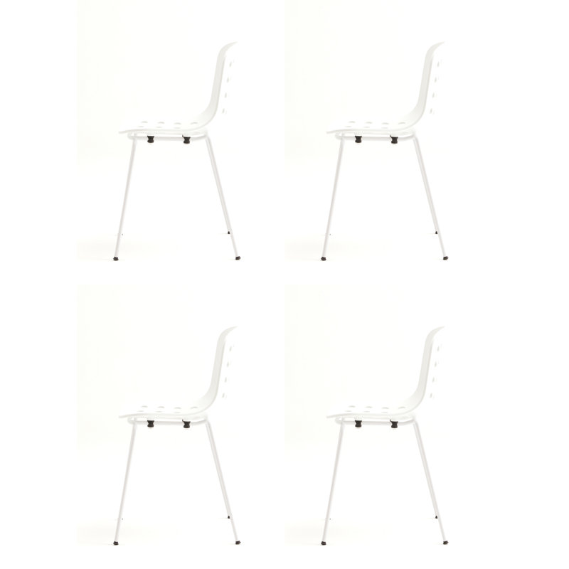 Holi Stacking Perforated Side Chair, White