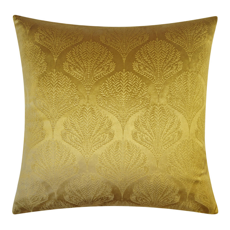 Embossed Velvet Fan Decorative Pillow, Gold