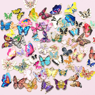 126 Pcs Mixed Color Alloy Butterfly Charms, Enamel Butterfly Pendants For Jewelry Making, Diy Craft Supplies For Necklace Bracelet Earring Making