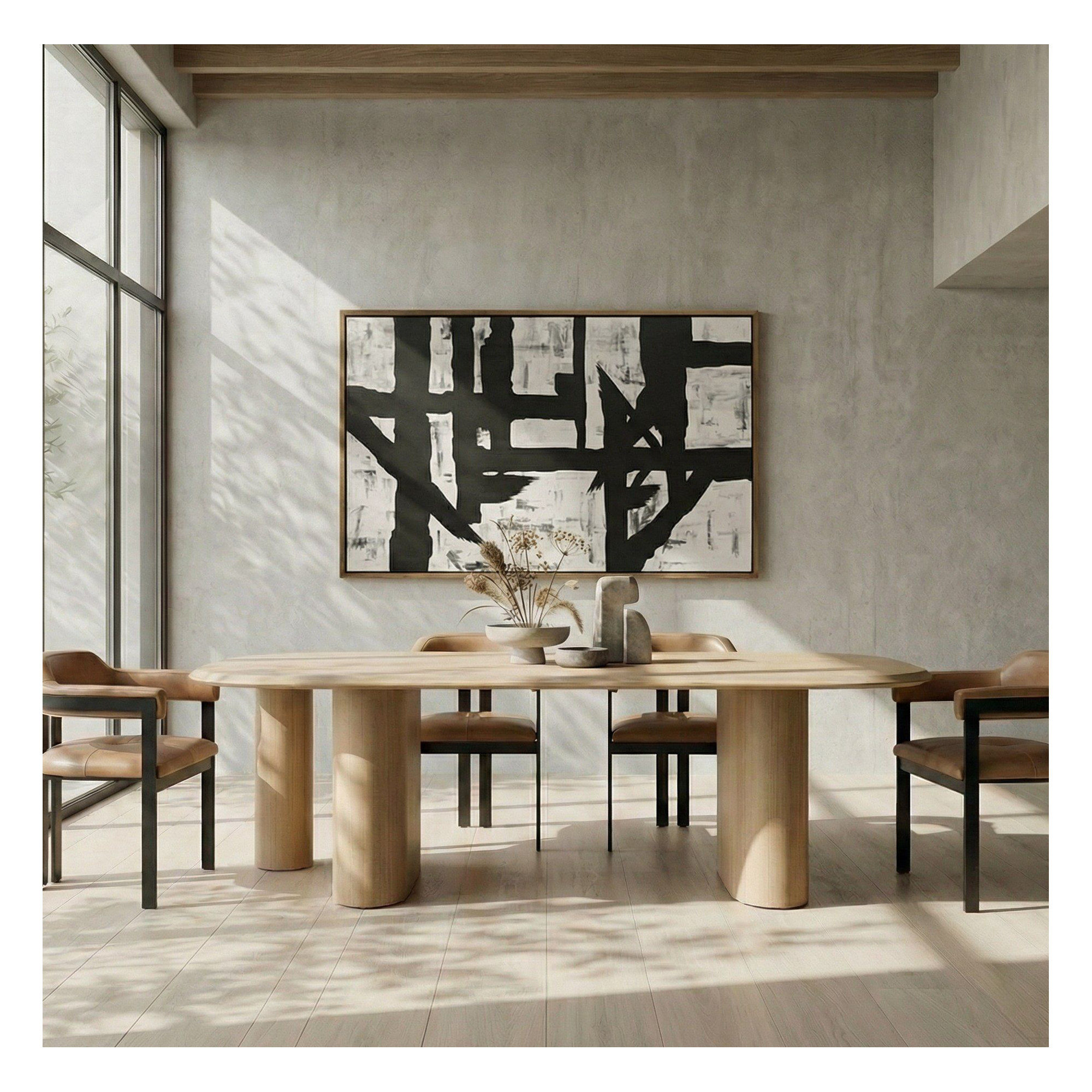 Elise 87'' Oval Dining Table, 30" H x 118" L x 47.2" W, Natural Ash