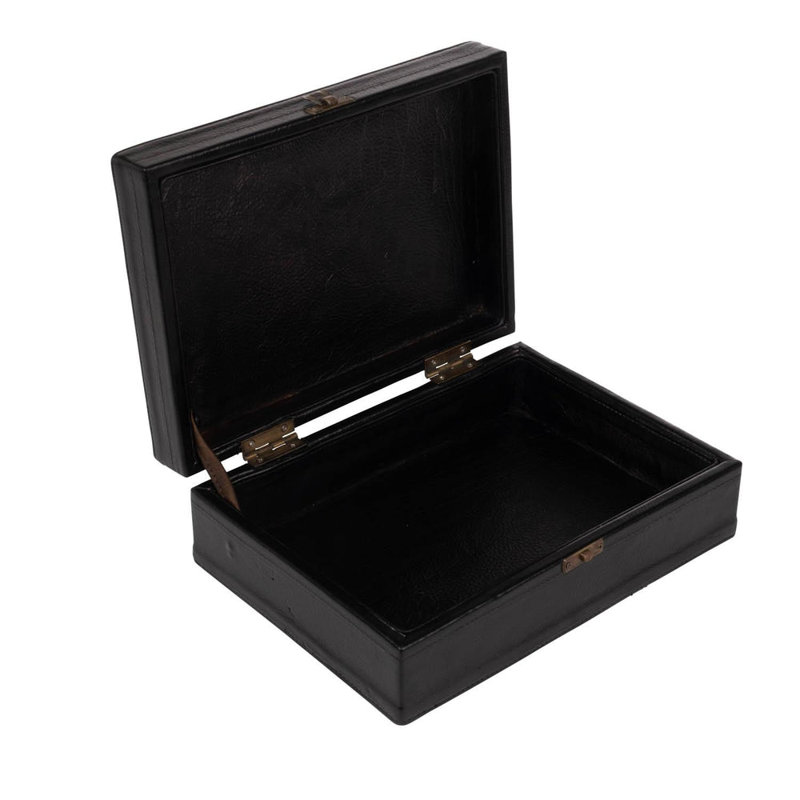 Decorative Box with Hide and Leather Accents, 3" H x 10.5" W x 7.5" D