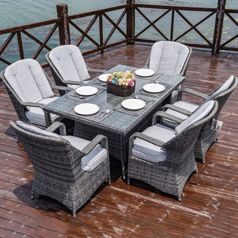 Ensemble de salle à manger rectangulaire pour 6 personnes 62,99 po Leigh, Gris, Gris