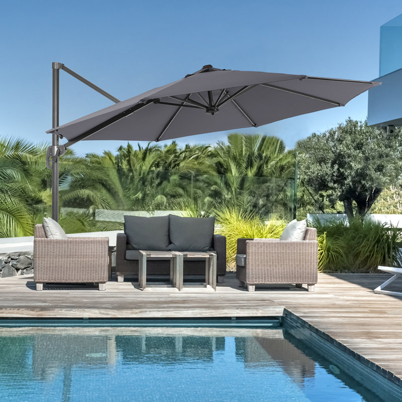 Parasol en porte-à-faux 132 po Rocca, Gris