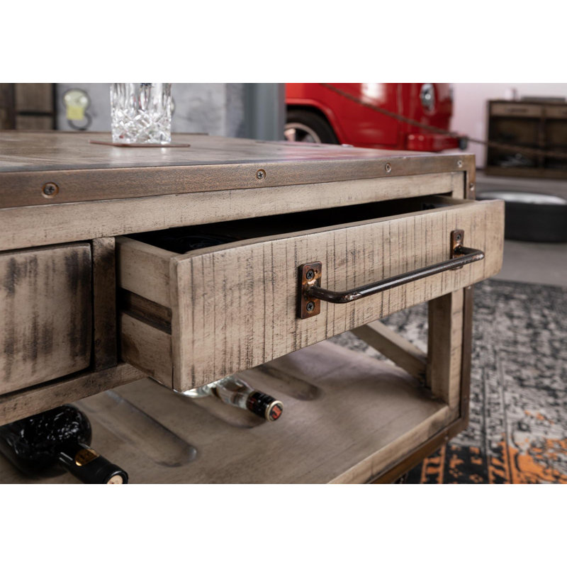 Wheel Coffee Table with Storage, Natural