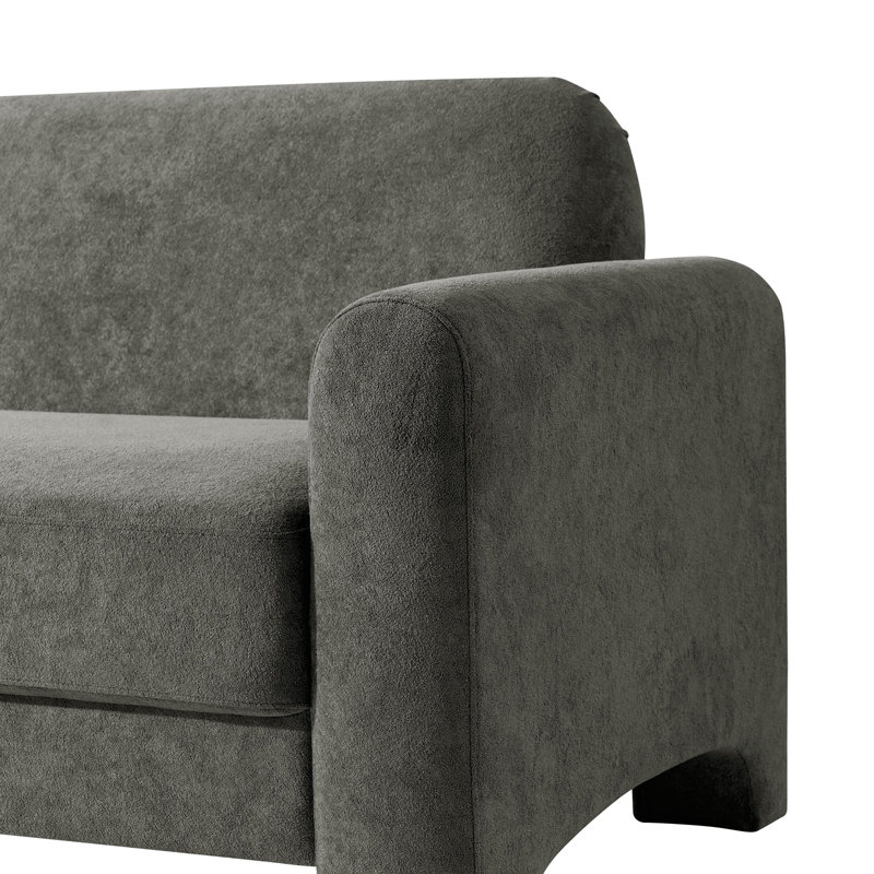 Canapé incurvé moderne en chenille de 84 po Werts, Gris