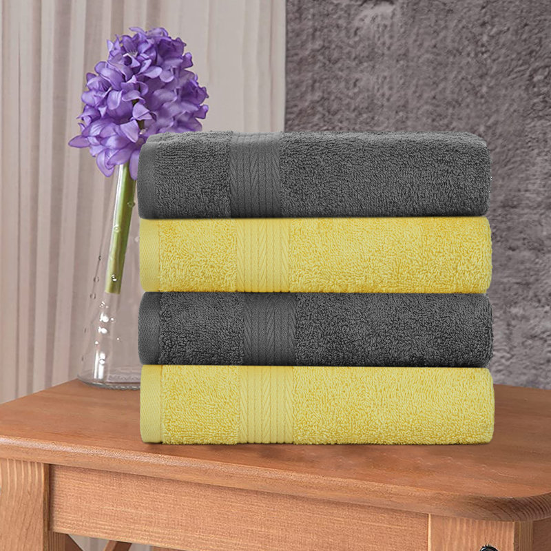 Essuie-mains 100% coton 600 g / m² couleurs assorties, Gris / Jaune