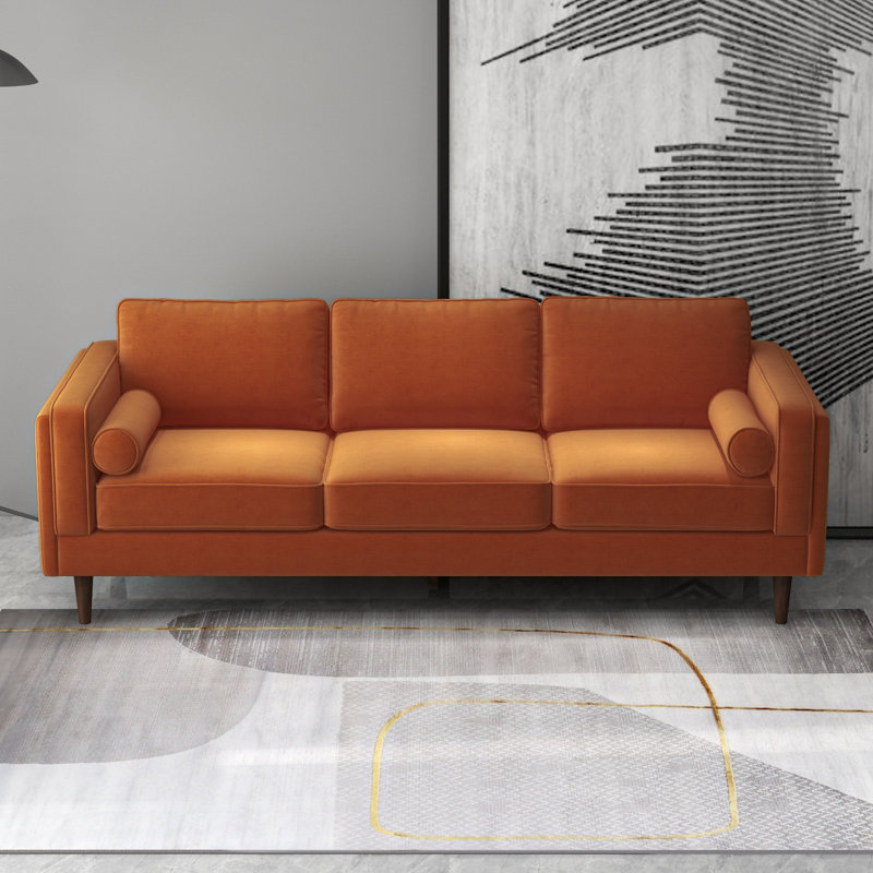 Audrei 86'' Velvet Square Arm Sofa, Orange Velvet