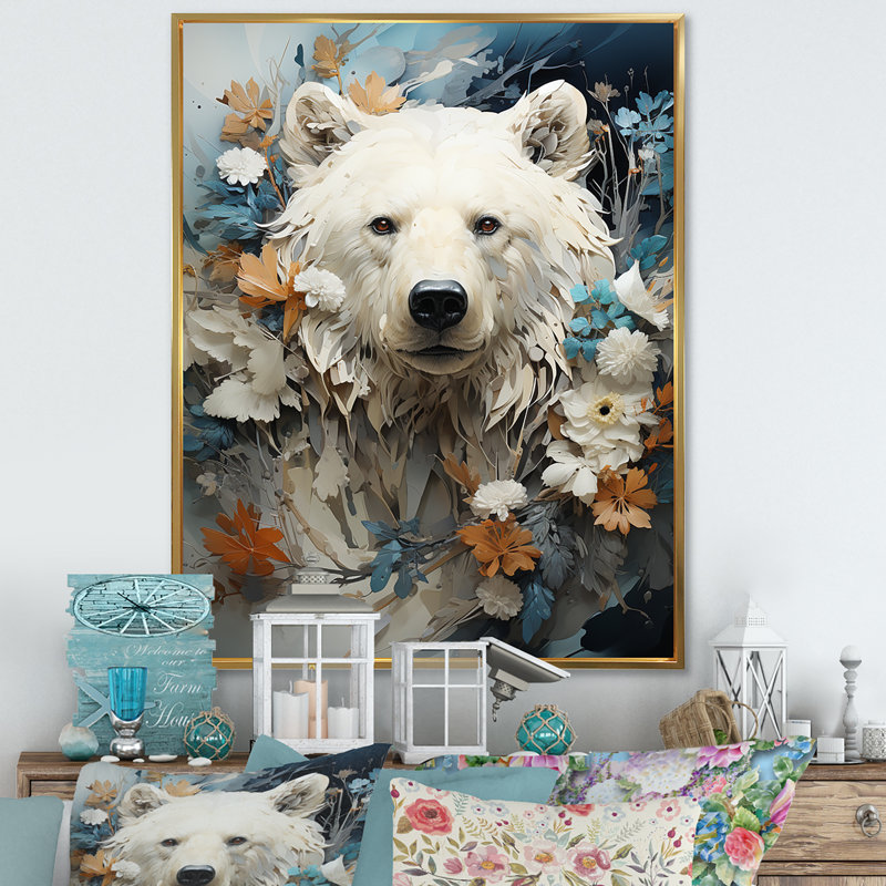 " Surreal Bear Dreamscape " Print, Gold Floater Framed, 20" H x 12" W x 1" D