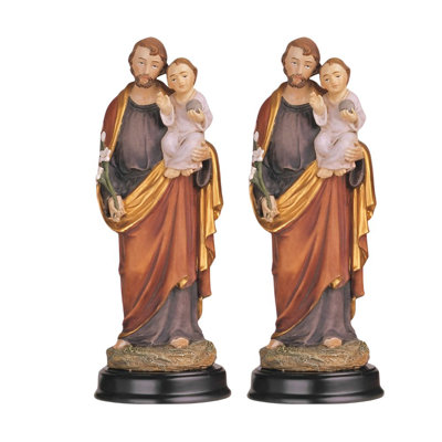 "Ensemble de 2 pièces" ICE ARMOUR 5 "Saint Joseph tenant un bébé Jésus Statue Figurine sacrée ornement de décoration de maison / chambre et idées de cadeaux parfaits pour le réchauffement de la maison, les fêtes et les anniversaires