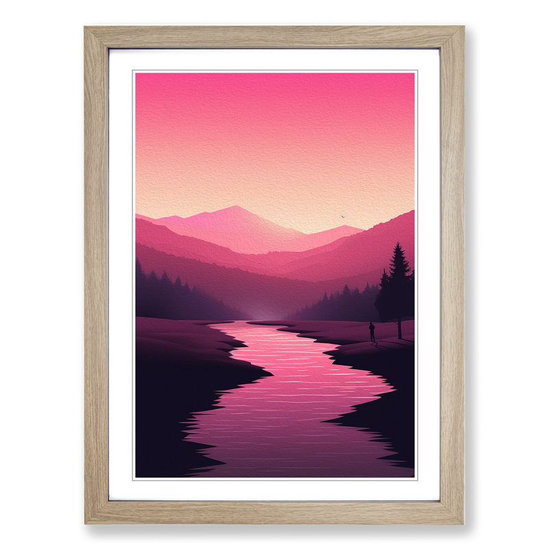 Stream Minimalism - Framed Print, Oak, 64" H x 46" W x 2" D