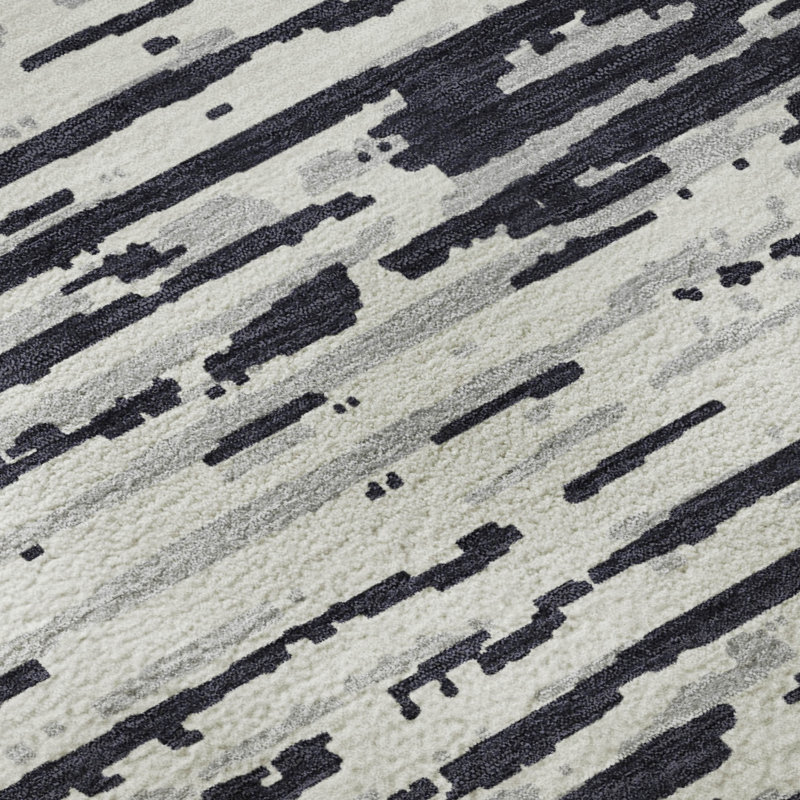 Tapis noir Prisco lavable à la machine de qualité supérieure, Rectangulaire 8 pi x 10 pi