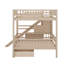 Lit superposé double avec escalier de rangement, glissade et 2 tiroirs, cadre de lit en bois massif de pin avec barrière de sécurité-133668786