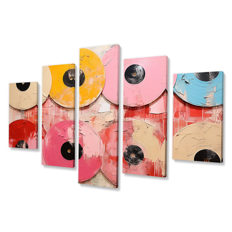 Ensemble de décorations murales roses en vinyle rose «I»