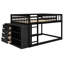 Lit double superposé double avec rangement, 4 tiroirs et 3 tablettes, fabriqué en bois de pin massif pour un cadre de chambre à coucher élégant et un espace de rangement, tablettes charmantes-593508980-593508982