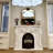 59.06"White Natural Marble Simulated Flame Electric Fireplace Heater-118625540-118625539